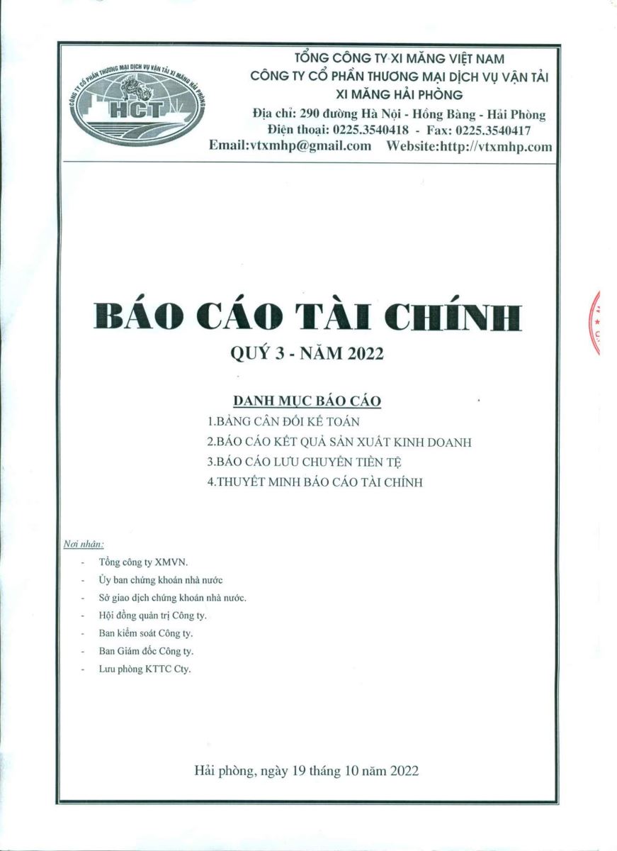 Công bố báo cáo tài chính quý 3 năm 2022