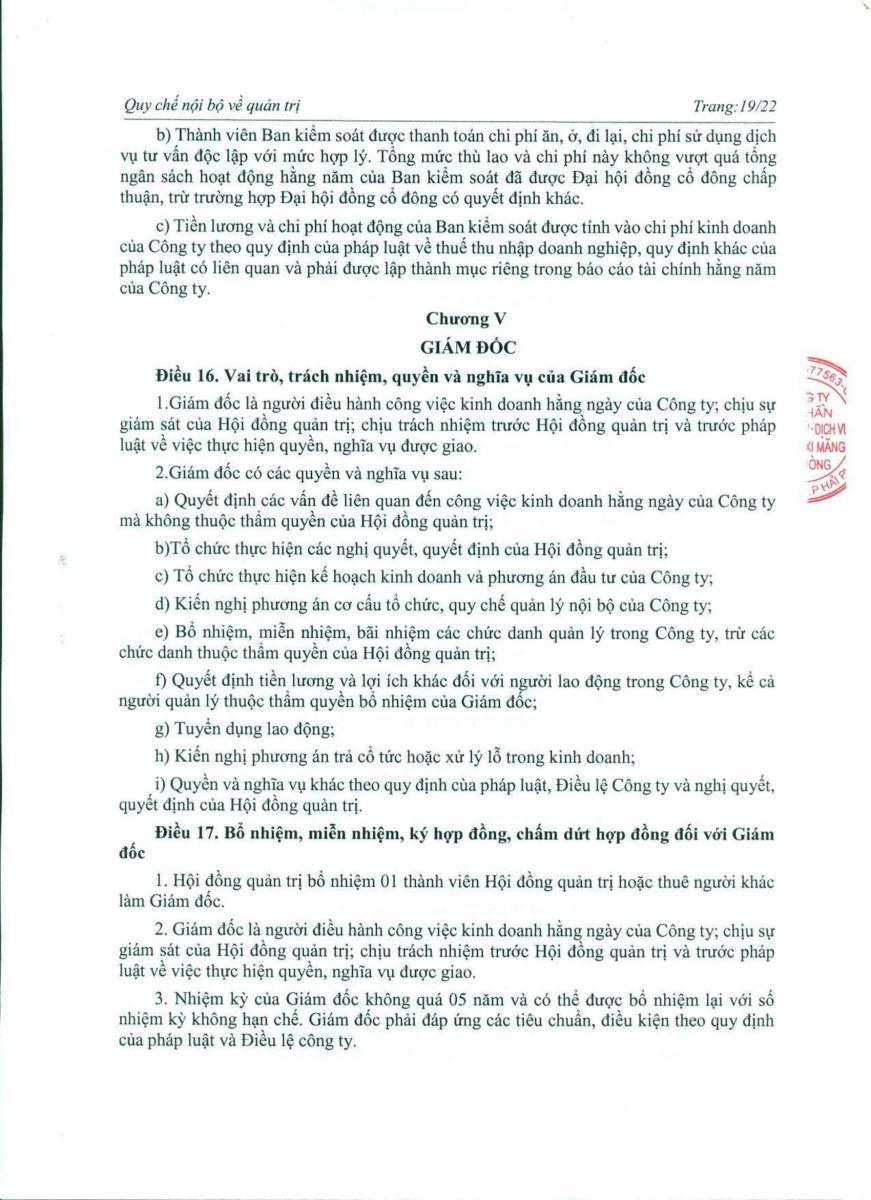 Quy chế nội bộ về quản trị Công ty