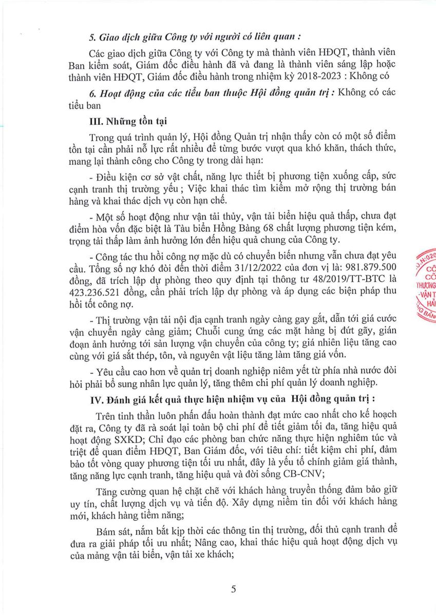 Báo cáo hoạt động của BGĐ, HĐQT và BKS tại ĐHĐCĐ  năm 2023
