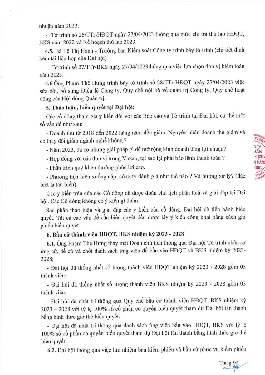 Biên bản họp ĐHĐCĐ thường niên 2023