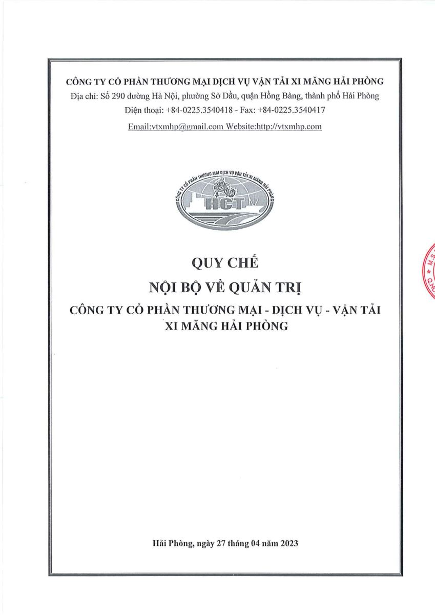 Quyết định về việc sửa đổi, bổ sung Quy chế nội bộ về quản trị Công ty tại ĐHĐCĐ năm 2023