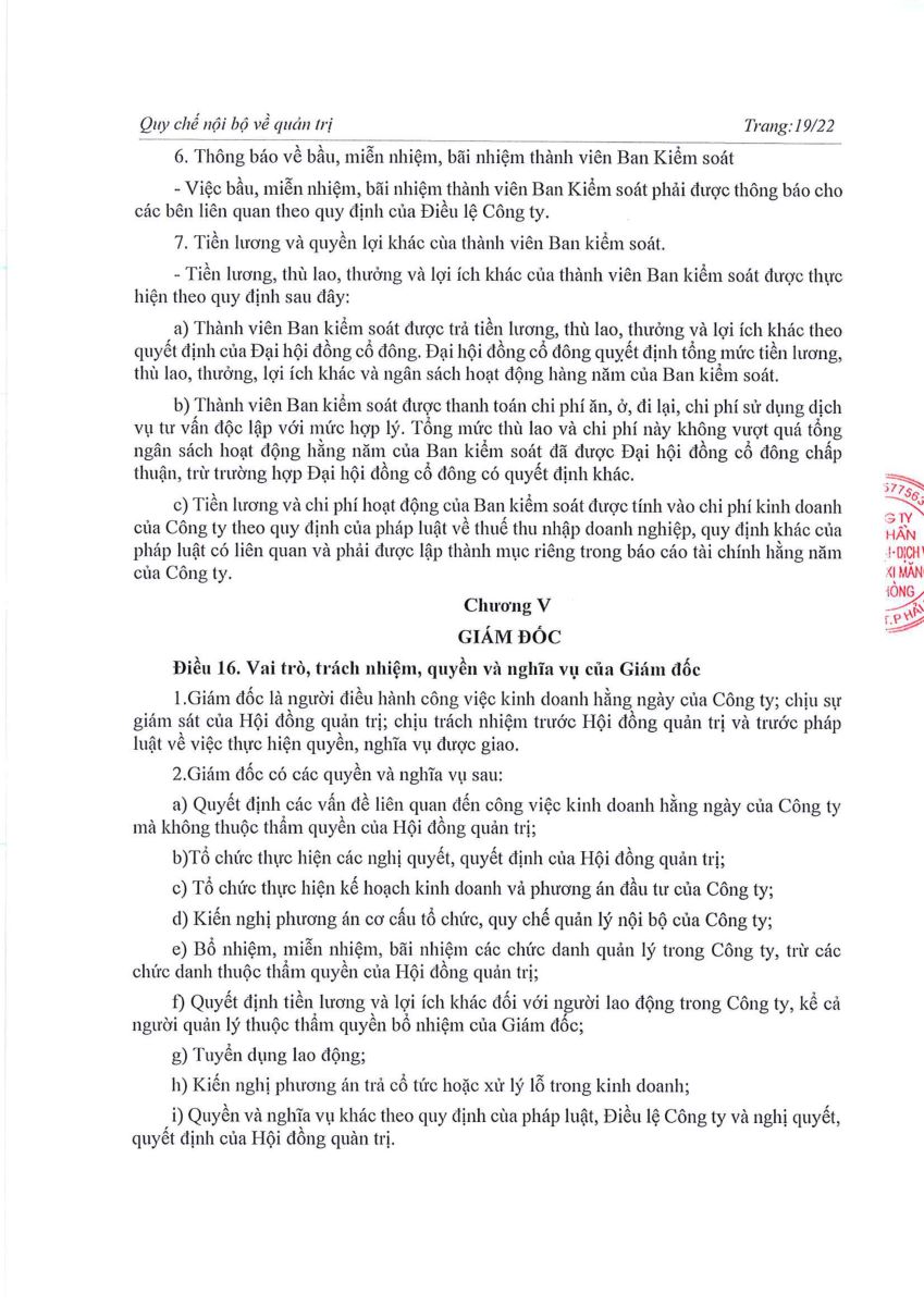 Quyết định về việc sửa đổi, bổ sung Quy chế nội bộ về quản trị Công ty tại ĐHĐCĐ năm 2023