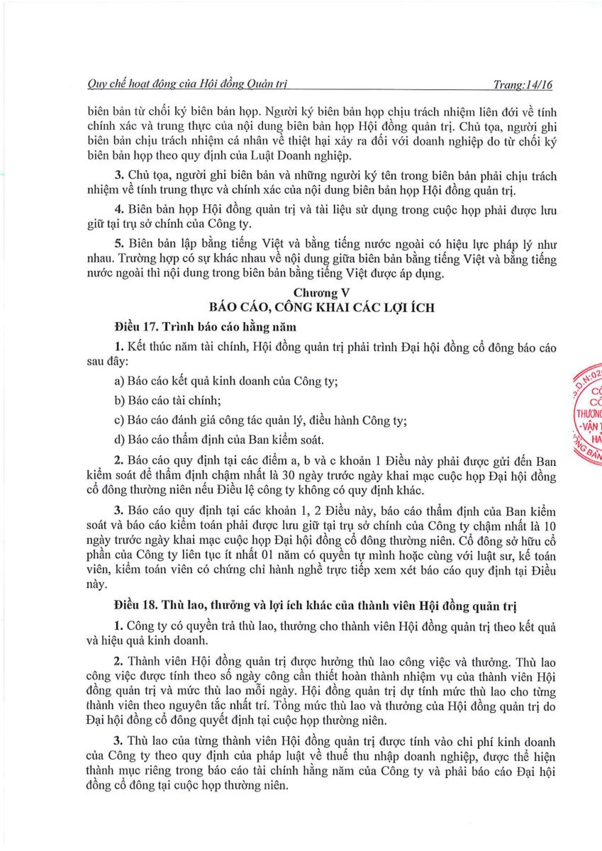 Quyết định về việc sửa đổi, bổ sung Quy chế hoạt động của HĐQT tại ĐHĐCĐ năm 2023