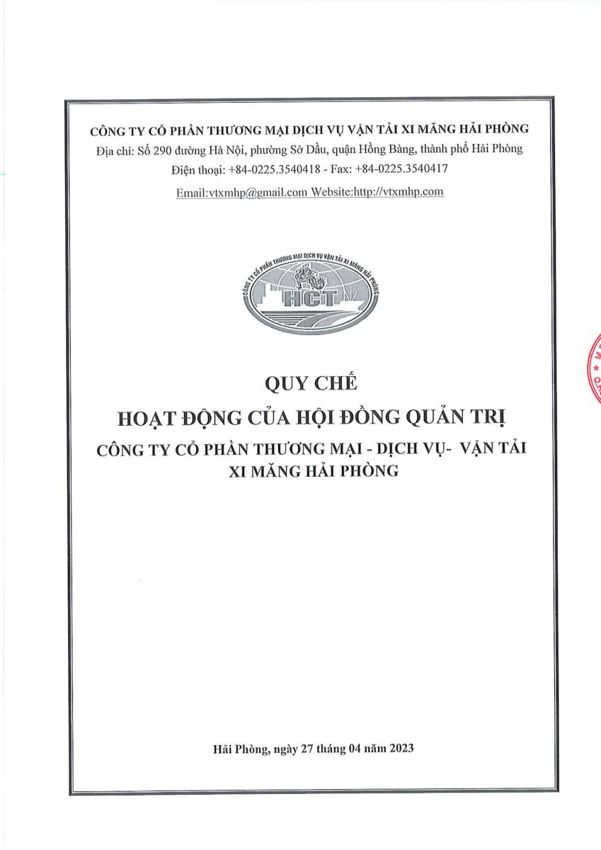 Quyết định về việc sửa đổi, bổ sung Quy chế hoạt động của HĐQT tại ĐHĐCĐ năm 2023