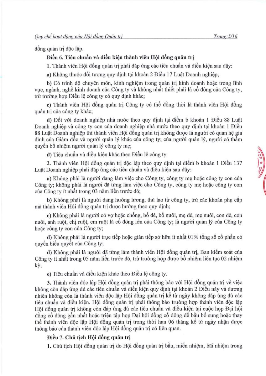 Quyết định về việc sửa đổi, bổ sung Quy chế hoạt động của HĐQT tại ĐHĐCĐ năm 2023