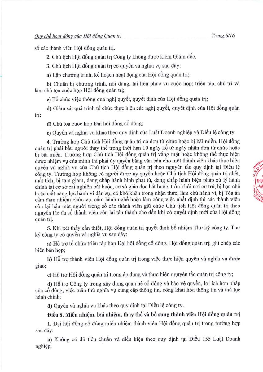 Quyết định về việc sửa đổi, bổ sung Quy chế hoạt động của HĐQT tại ĐHĐCĐ năm 2023