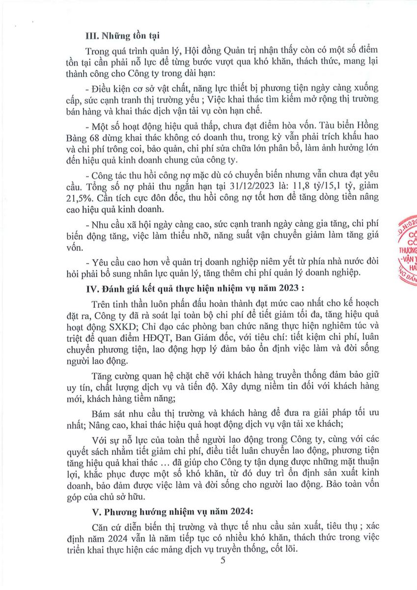 Báo cáo hoạt động của HĐQT tại ĐHĐCĐ năm 2024