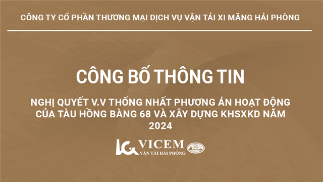 Nghị quyết v.v thống nhất phương án hoạt động của tàu Hồng Bàng 68 và xây dựng KHSXKD năm 2024