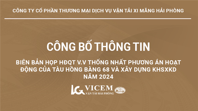 Biên bản họp HĐQT v.v thống nhất phương án hoạt động của tàu Hồng Bàng 68 và xây dựng KHSXKD năm 2024